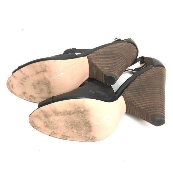 Rmk Black Leather Sandal Shoe Cone Heel Peep Toe 9 - Picture 7 of 15